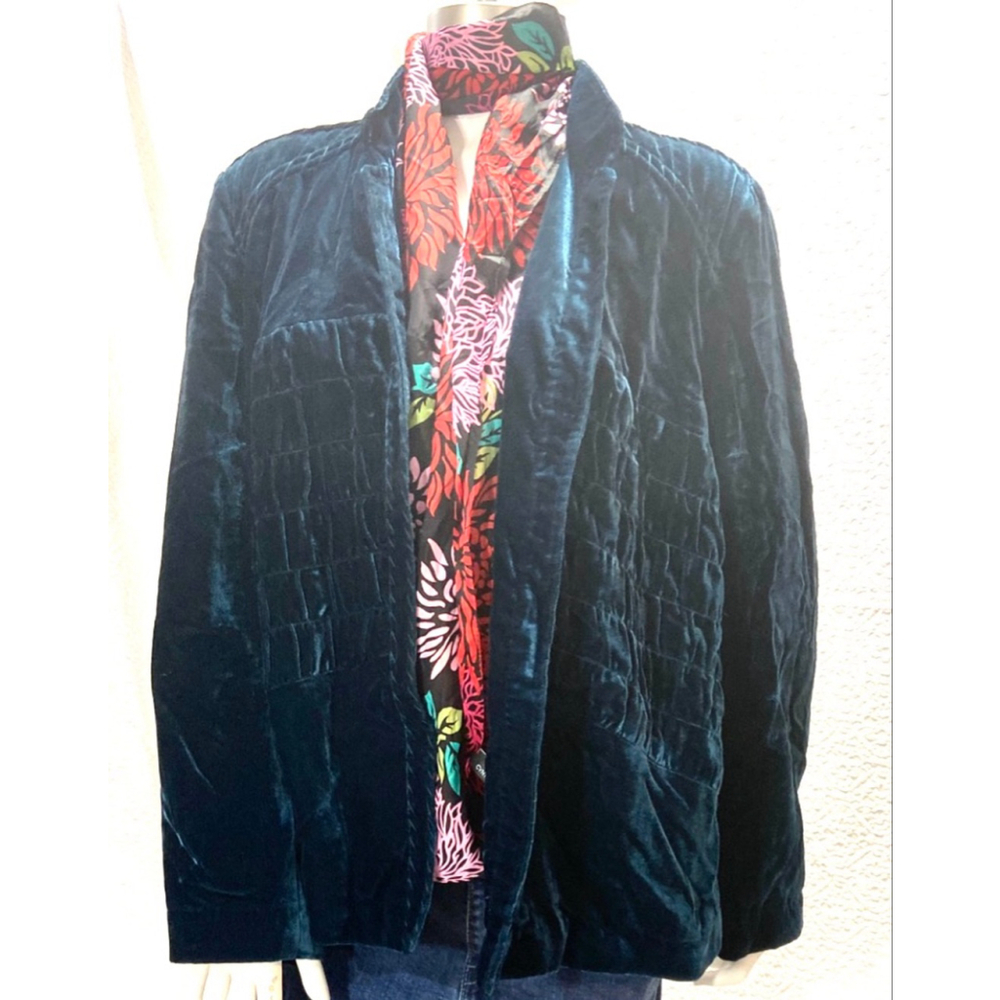 Chico's Jacket jewel tone velvet blazer un structured size XL - Picture 2 of 8